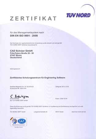 Click to view CAD Schroer's ISO 9001:2008 certificate